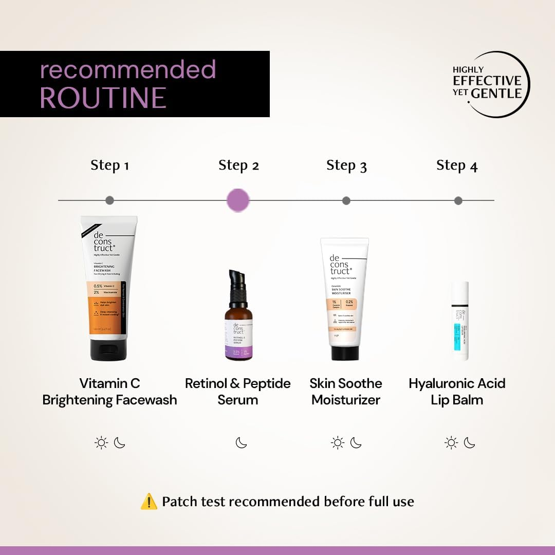 Deconstruct 0.2% Retinol + 1% Peptide Serum | Night Face Serum for anti Aging | Reduce Fine Lines & Wrinkles | 30 Ml image number 4