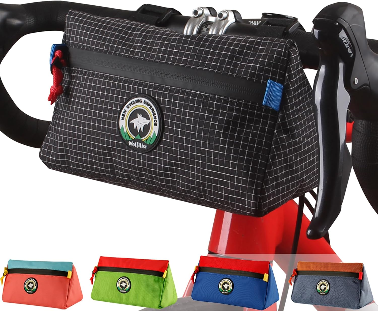 Vortika Bike Handlebar Bag, Bicycle Front Bag, Kids Handle Bar Bag, Storage Bag with Shoulder Strap for Men Women Kids Outdoor Road MTB Cycling(Blue + Red)