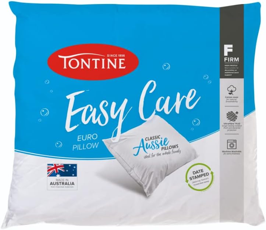 Tontine Easy Care Medium 2 Pack Pillow, Medium Height & Support, anti Bacterial Protection, Natural Cotton Cover, Machine Washable, Australian Made Pillow
