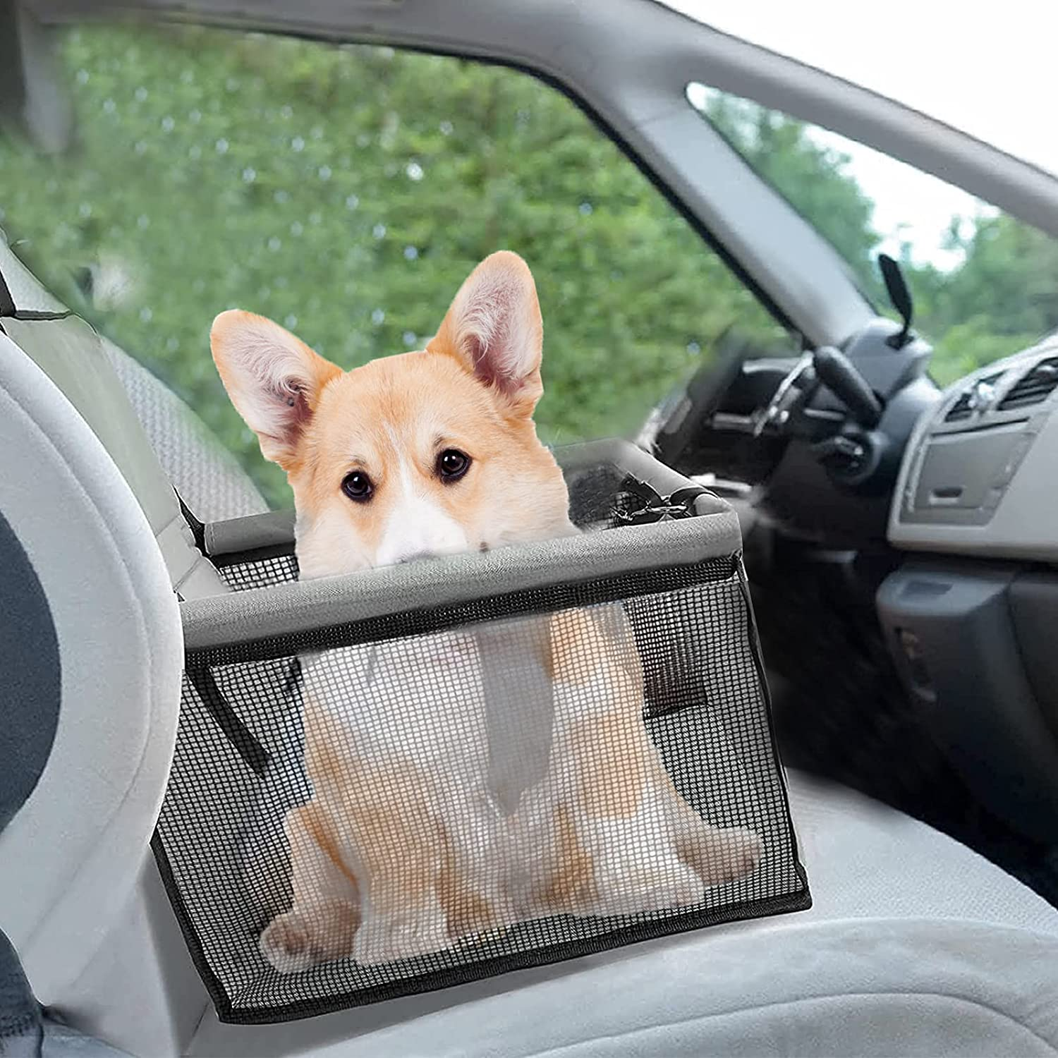 Pet Booster Seat Worthplanet Dog Car Seat with Clip-On Safety Leash and Zipper Storage Pocket Perfect for Small Pets W120022 image number 2