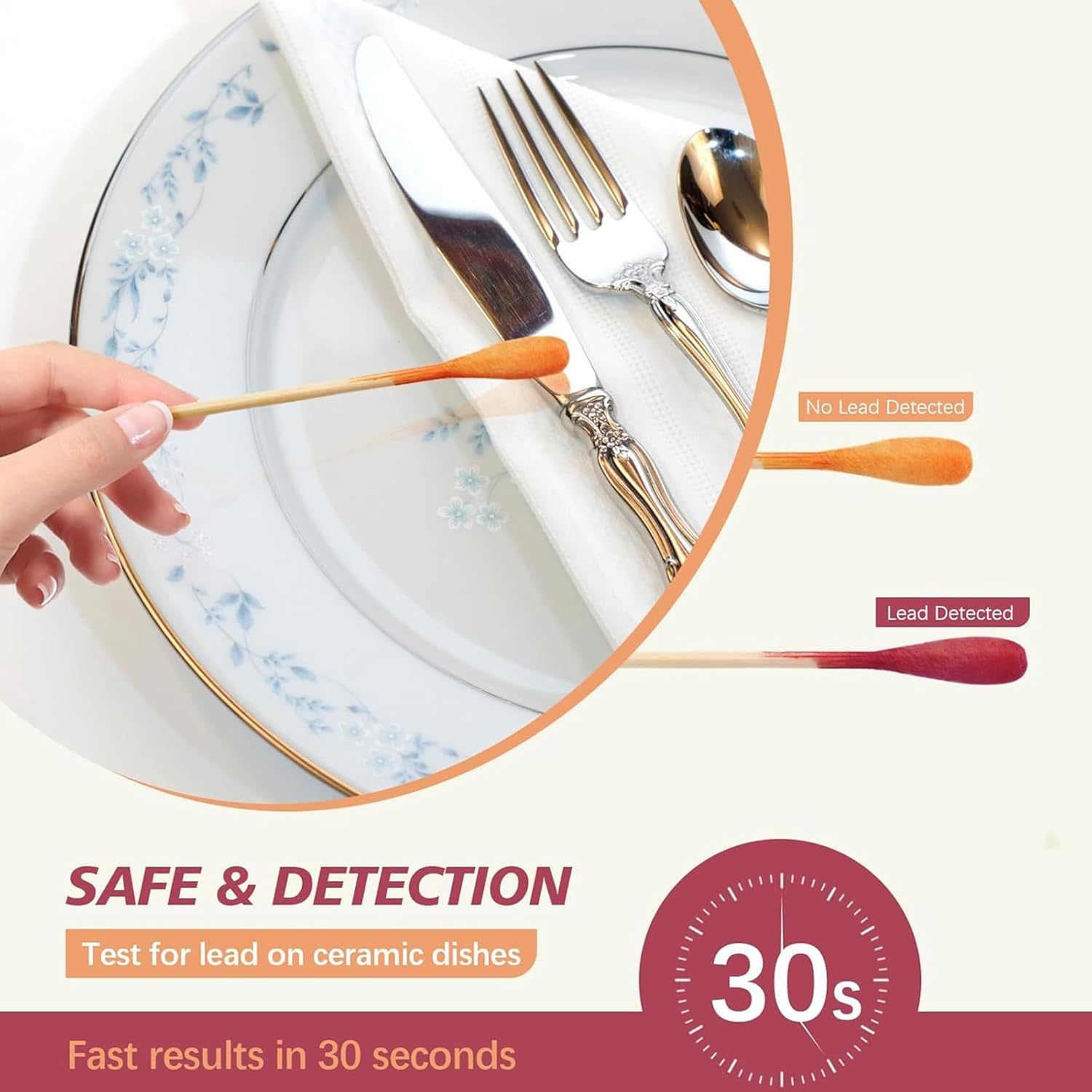 Lead Testing Kit - Lead Test Swabs 30Pcs, Instant Lead Test Kit for Painted Surfaces, Ceramics, Dishes, Metal, Wood - Quick Results in 30S image number 6