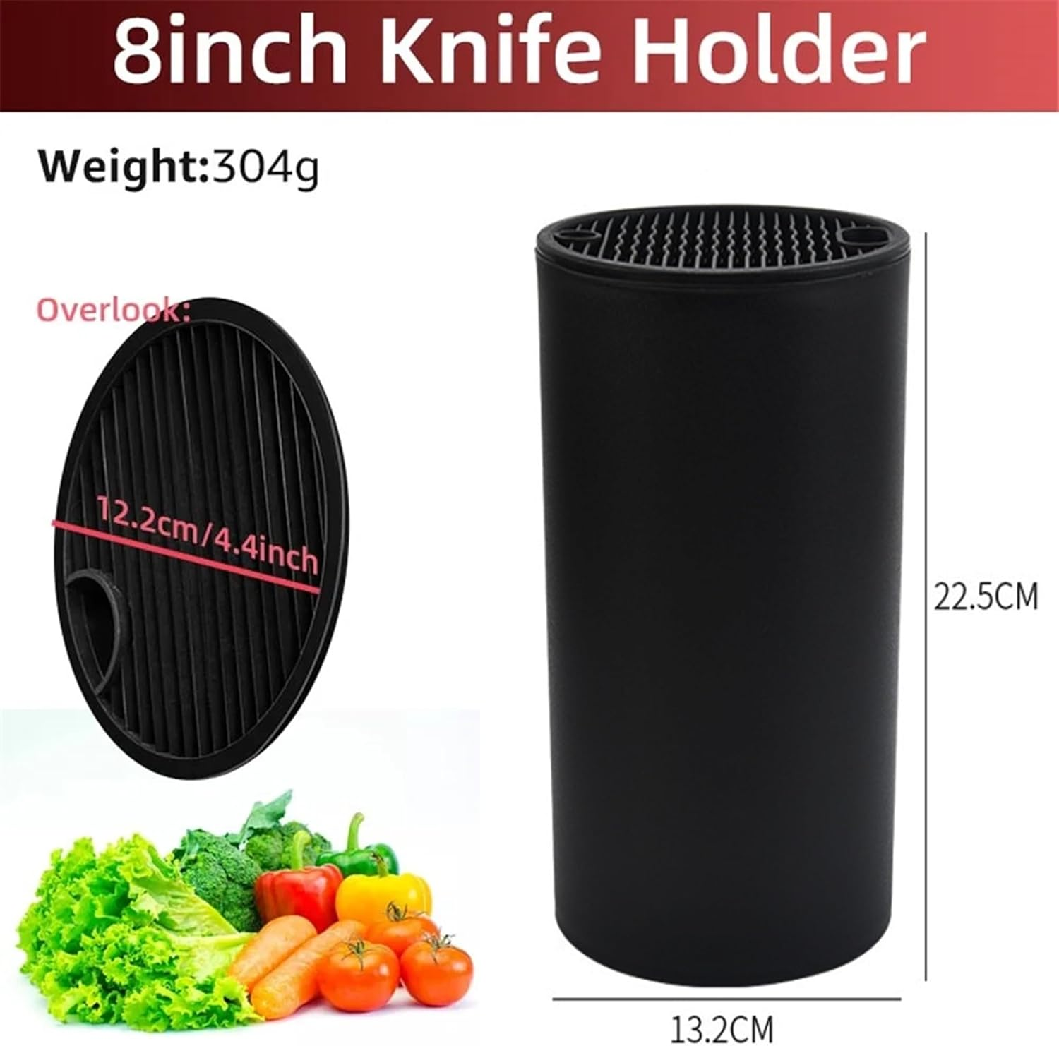 SMART PEPPER Knife Block Holder, Universal Knife Block without Knives, Unique Double-Layer Wavy Design, Black Knife Holder for Kitchen, Space Saver Knife Storage with Scissors Slot image number 2