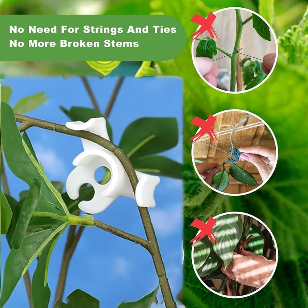 Plant Training Clips 90 Degrees Stem Trainer Clips, 40 Pieces Plants Bud Bender,Low-Stress Plants Training Clip,90&deg; Planting Stem Bender Low Stress Planting Branch Trainer Clips for Flower, White