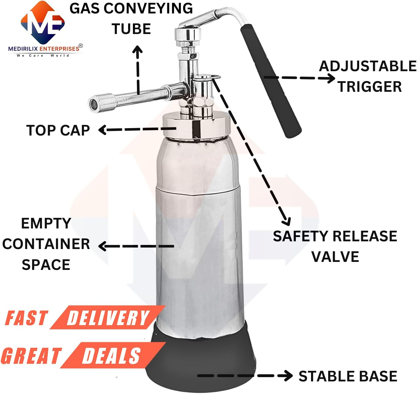 Medirilix Enterprises Dermatology No-1 Mini Cryo Gun Liquid Nitrogen Sprayer, Dermatology Equipment with Free Spray Heads Cryo Can 350 Ml Empty Container