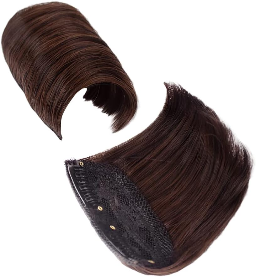 RESERVEDAZZLE 2PCS 4" Short Thick Hairpieces Adding Extra Hair Volume Clip in Hair Extensions Hair Pad Hair Topper for Thinning Hair Women Cushion High Hair (Dark Brown&Light Auburn Mixed4-30) - Burgundy image number 2