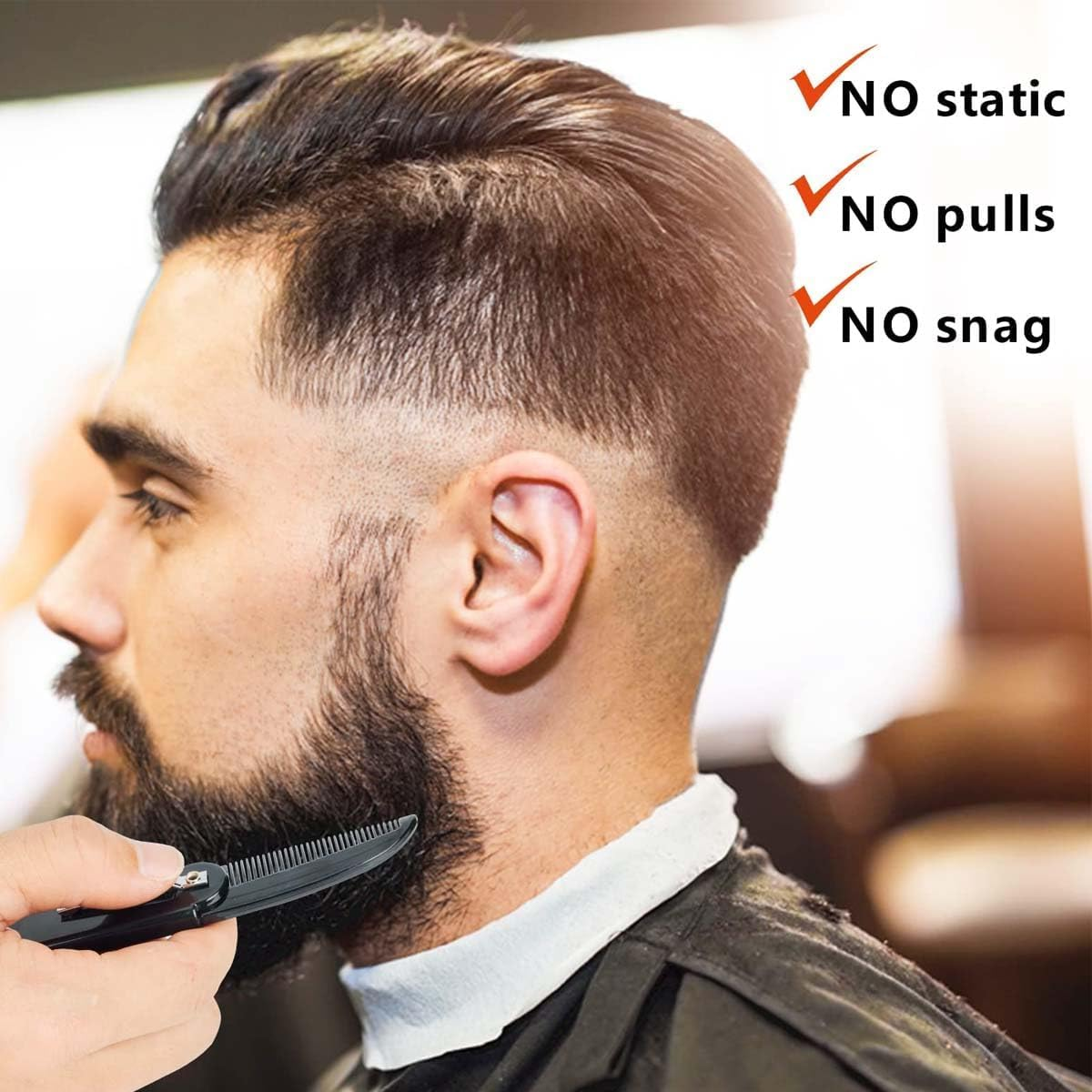 Heanvmyss Folding Beard Combs for Men,3 Pcs Mini Portable Moustache Comb,Fine Tooth Comb,Anti-Static Plastic Hair Care Styling for Travel and Daily Use(Black) image number 6