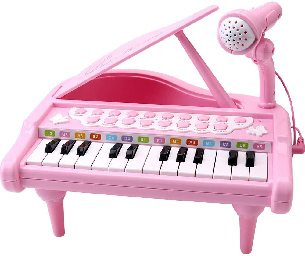 Amy & Benton Toddler Piano Toy Keyboard for Kids 24 Keys Pink Birthday Gift Toys for Baby image number 3
