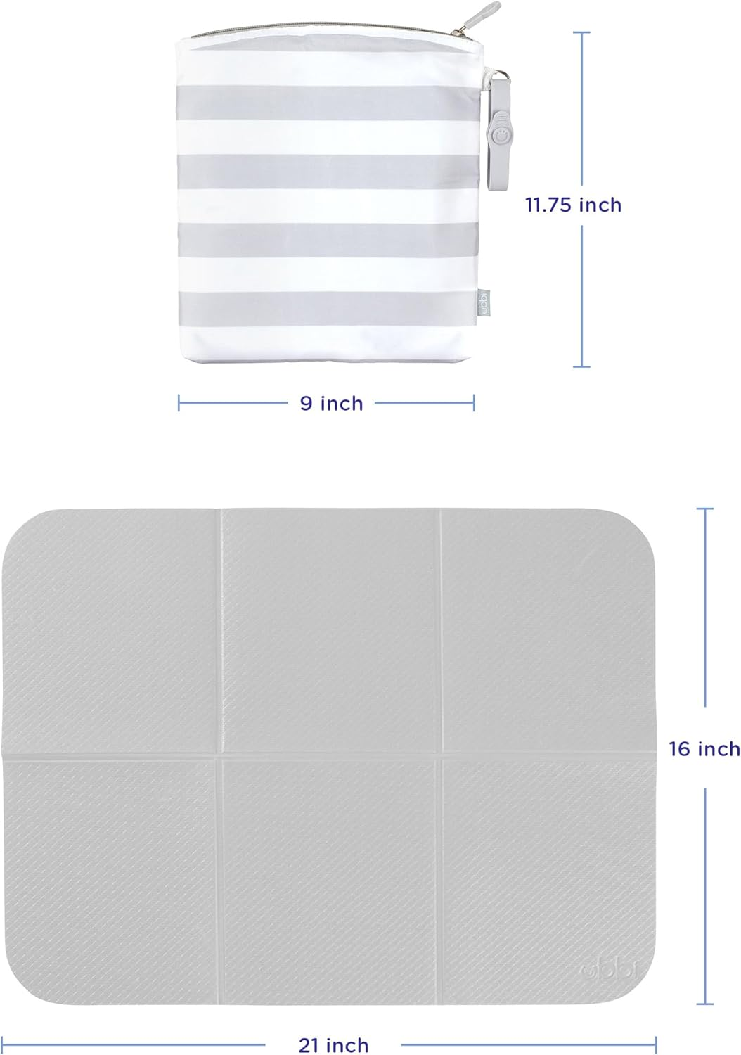 Ubbi On-The-Go Changing Mat with Carrying Bag, Soft and Comfortable Diaper Bag Accessory Must Have for Newborns, Easy to Clean, Portable Changing Pad, Gray