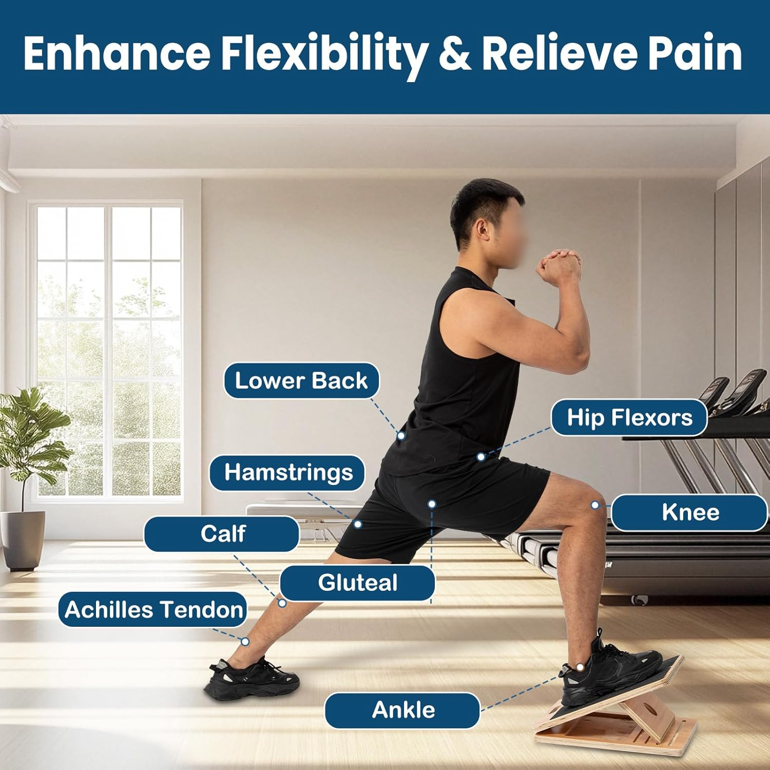 Strongtek 13&rdquo; Wide Portable Wooden Slant Board, 5-Level Incline (15&deg;-35&deg;), Lower Grip Handle, Beginner & Rehab Friendly, Non-Slip Surface for Calf Stretching, Squats, Physical Therapy image number 2