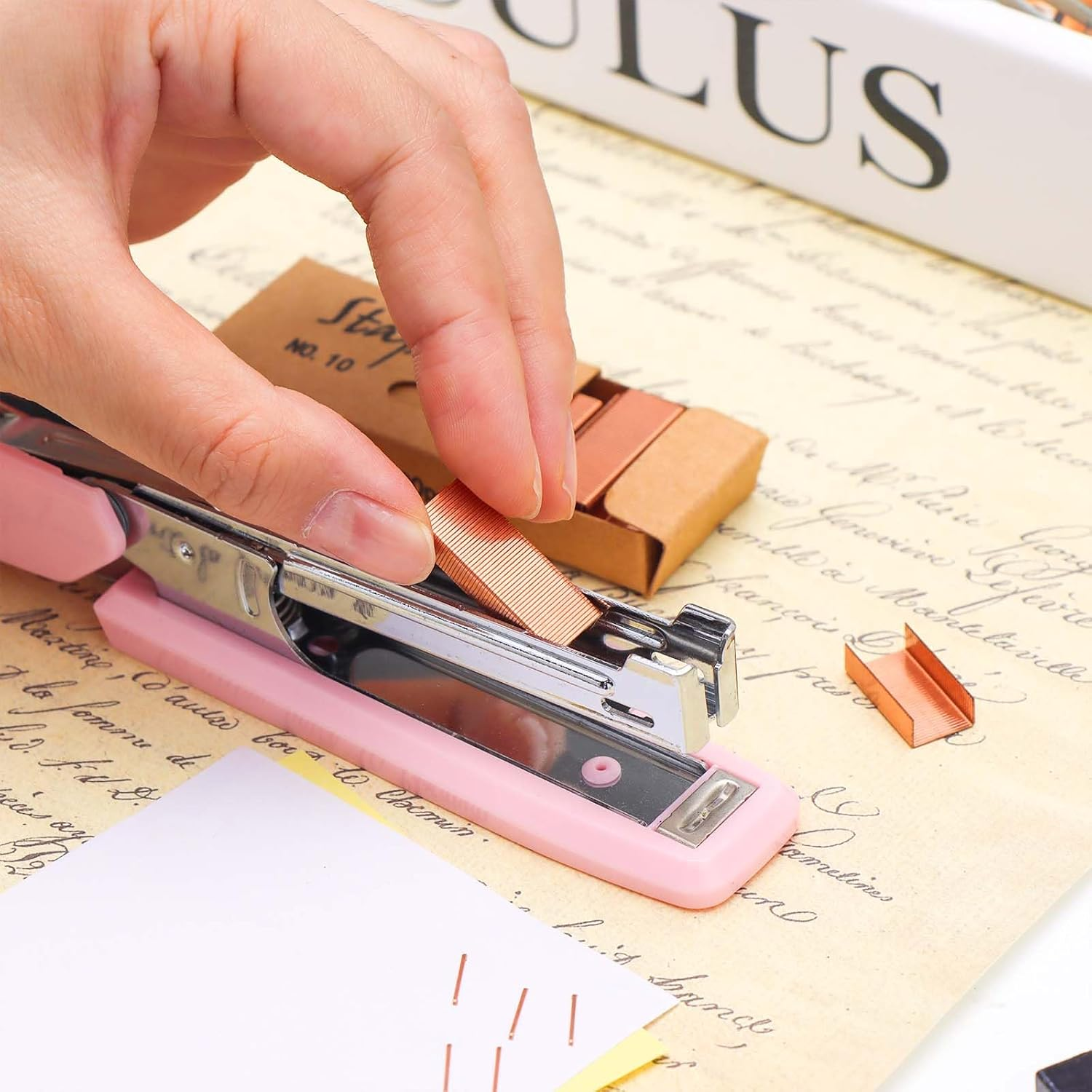 Mogoostry Colored Mini Staple Refills for Mini Stapler - Jam Free, 1000Pcs/Pack (4 Packs No.10 Total) image number 4