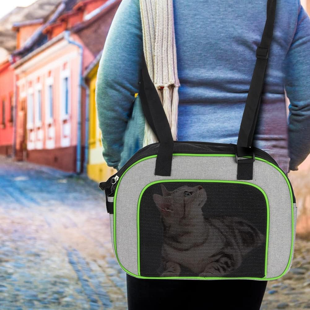 Portable & Foldable Pet Carrier for Outdoor Travel Breathable Mesh Dog & Cat Shoulder Bag Ideal for Puppy, Cat, Small Dog Transport Green image number 3