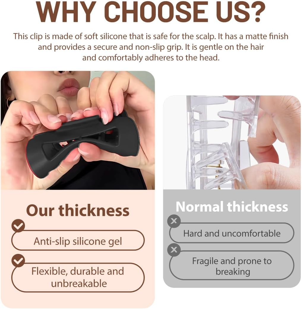 ROKZELT Pack of 6 Soft Hair Clips Women Cloud Clip Flexible Silicone Hair Clips Non-Slip Large Bendable Clip Soft Hair Clips for Thin and Thick Hair image number 2