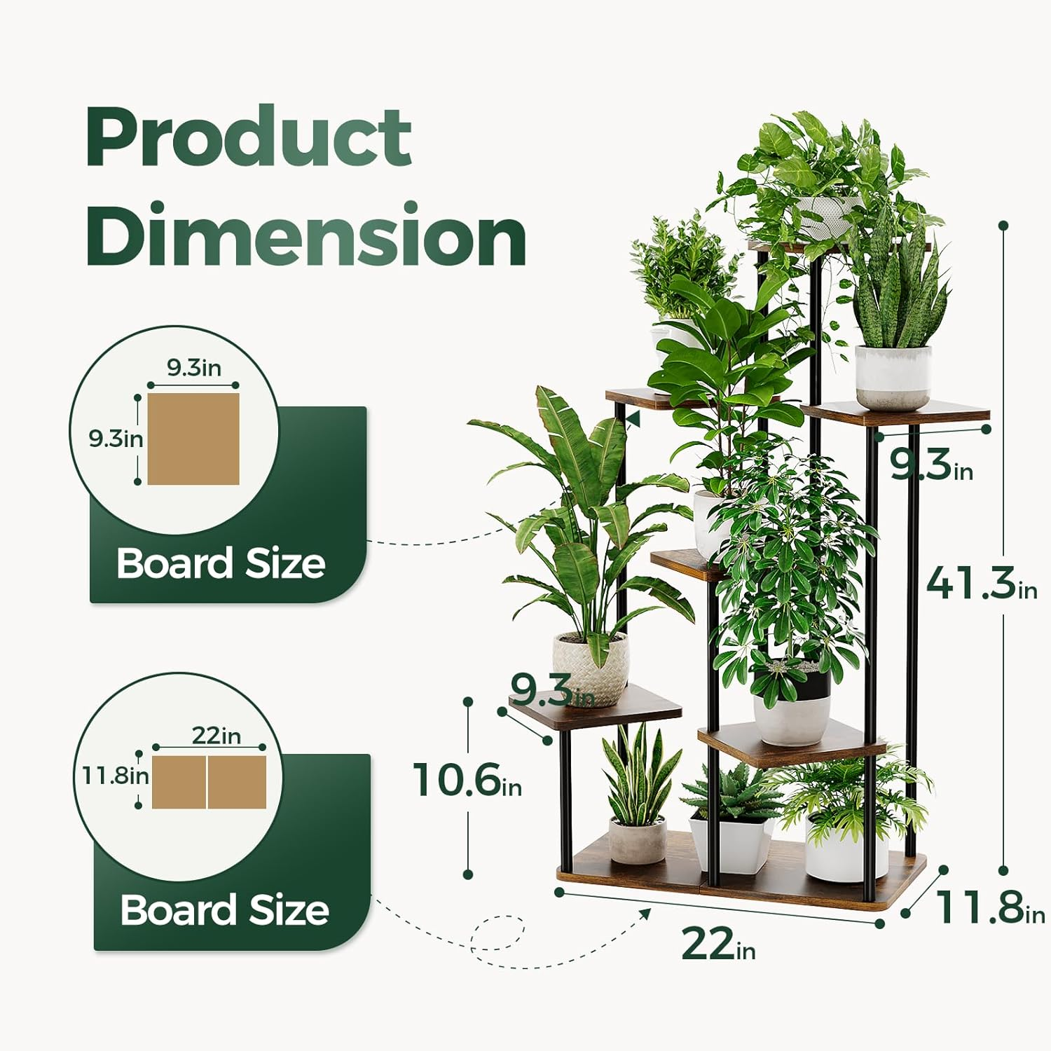 Bamworld Large Plant Stand Indoor Outdoor, Tall Metal Pot Plant Shelf Stand for Multiple Plants, 7 Tier Tiered Flower Garden Accessories Stand for Patio Balcony Living Room Bedroom(Brown) image number 4