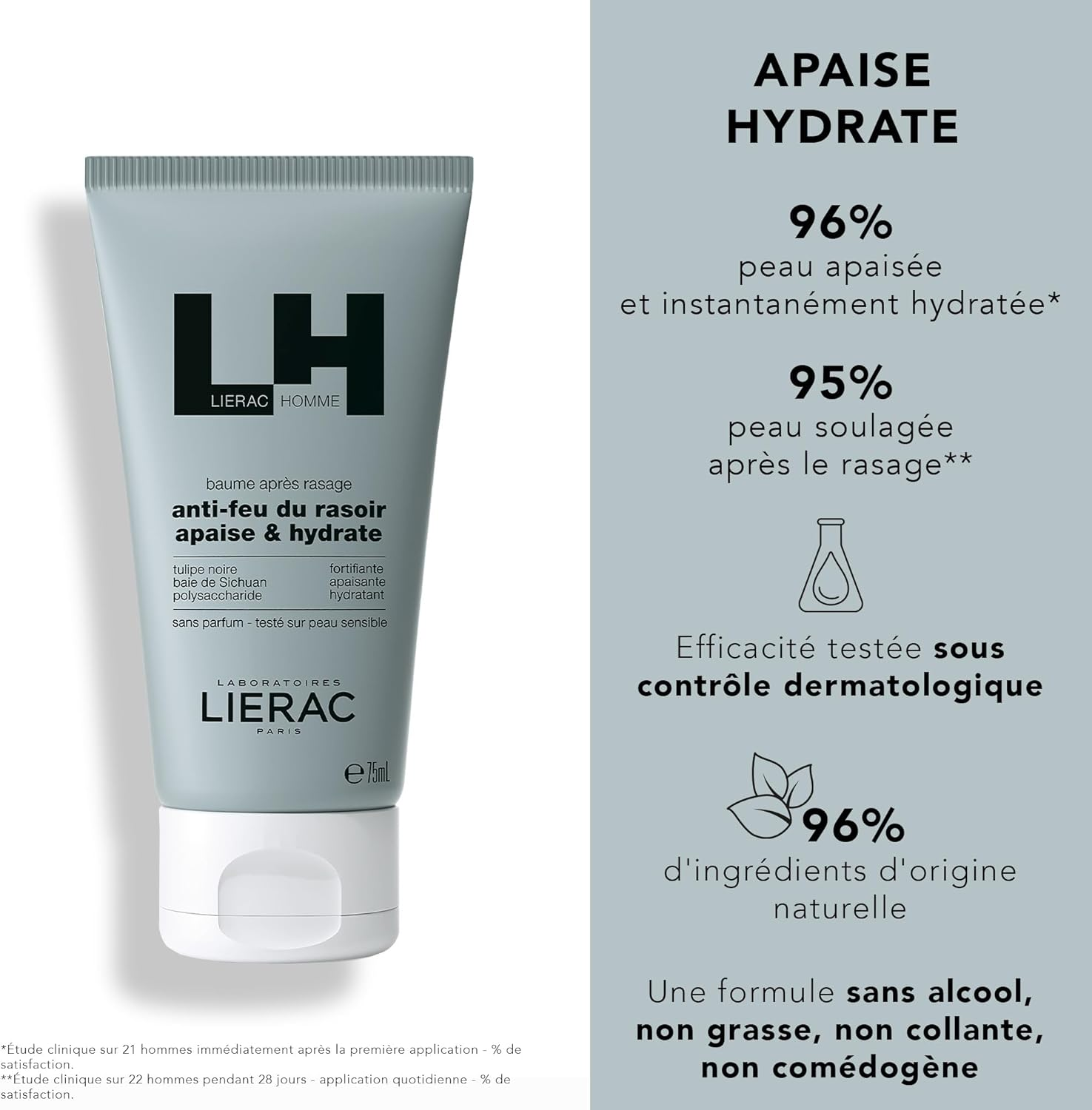 Lierac Homme Soothing after Shave Balm for Men 75 Ml