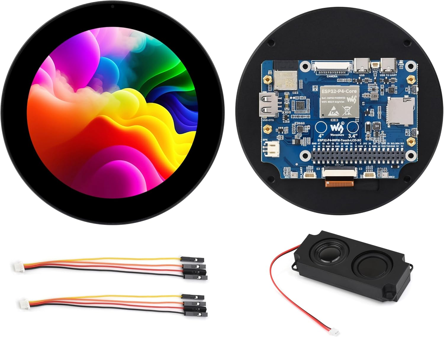 ESP32-P4 3.4 Inch round Touch Display Development Board, IPS LCD, 800X800 Resolution, Support Wfi 6 / BLE 5,Onboard Dual Microphones, Audio Input/Output, Supports AI Voice Interaction image number 5