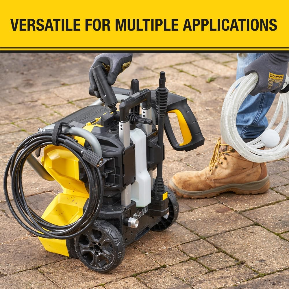 STANLEY FATMAX V20 | 2X18V Pressure Washer - Brushless Motor, 55 and 70 Bar for Added Flexibility, plus 100 Bar Boost Mode, Self-Priming Kit, Bare Unit image number 4