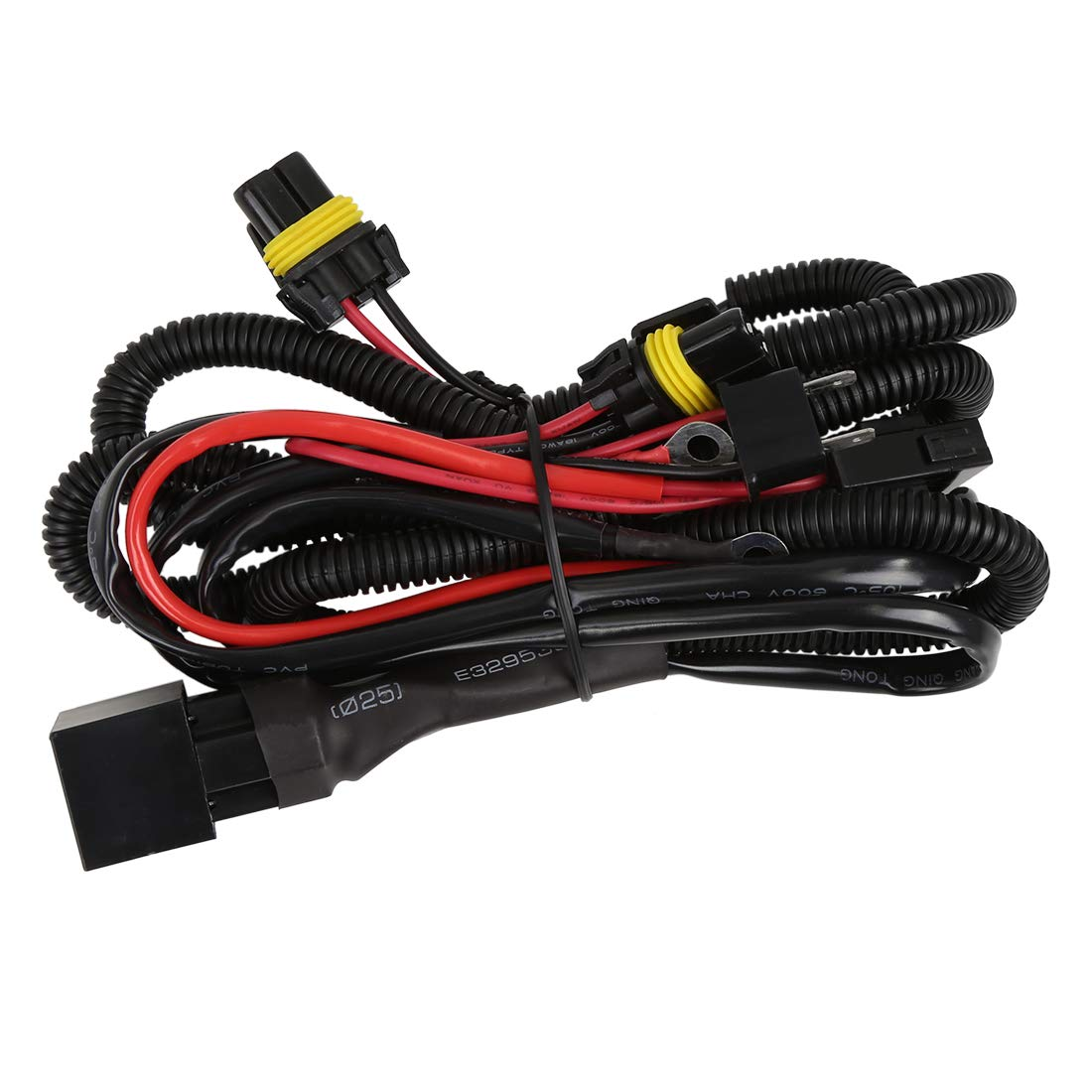 X AUTOHAUX Universal HID Relay Wiring Harness Single Beam Kit H1 H7 for Car image number 3