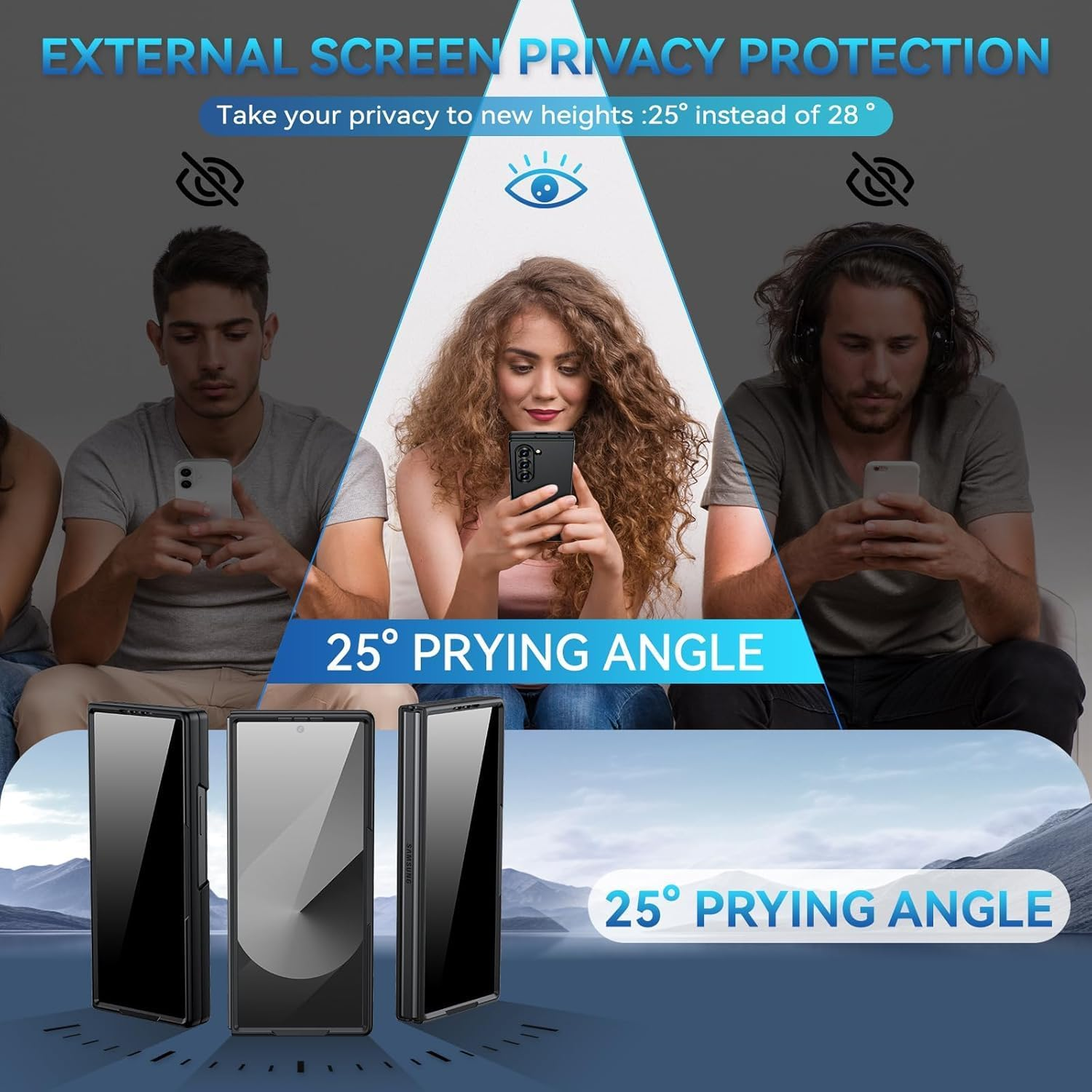 ELEPIK for Samsung Z Fold 4 Case, [Built-In Privacy Screen Protector] [Hinge Protection] [Wireless Charging] Military Grade Protection Slim Stylish Phone Case for Samsung Galaxy Z Fold 4 5G, Black image number 6