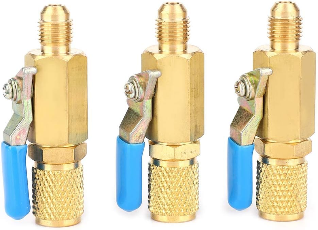 3 PCS Balls Valve, Brass Refrigerant Balls Valve Adapter Switch, Refrigerant Valve, Refrigerant Control Valve, Refrigerant Switch Valve image number 3