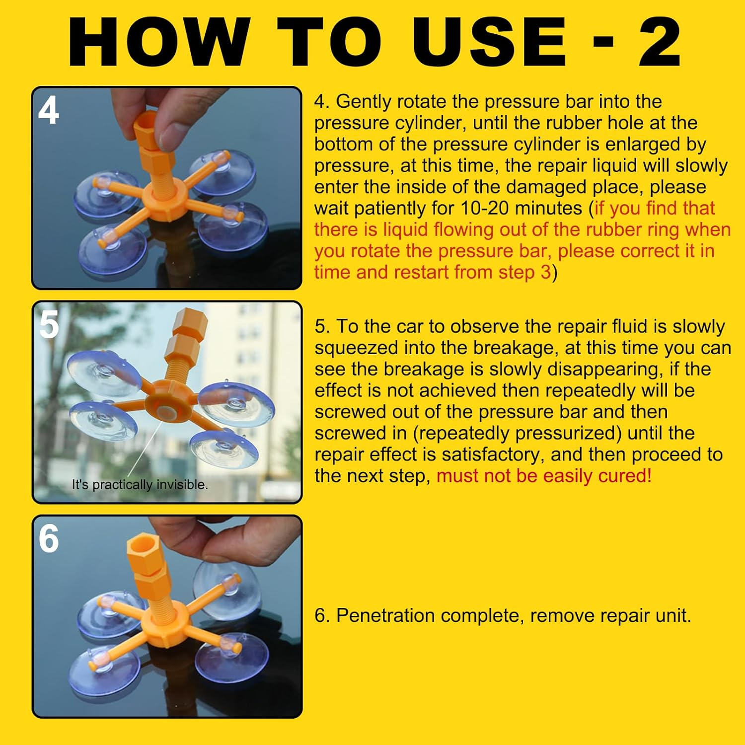 HAIKEYJO Windscreen Repair Kit for Point & Star Shape Damage, Windshield Repair Kit with Type-C Curing Light, DIY Glass Repair Kit image number 4