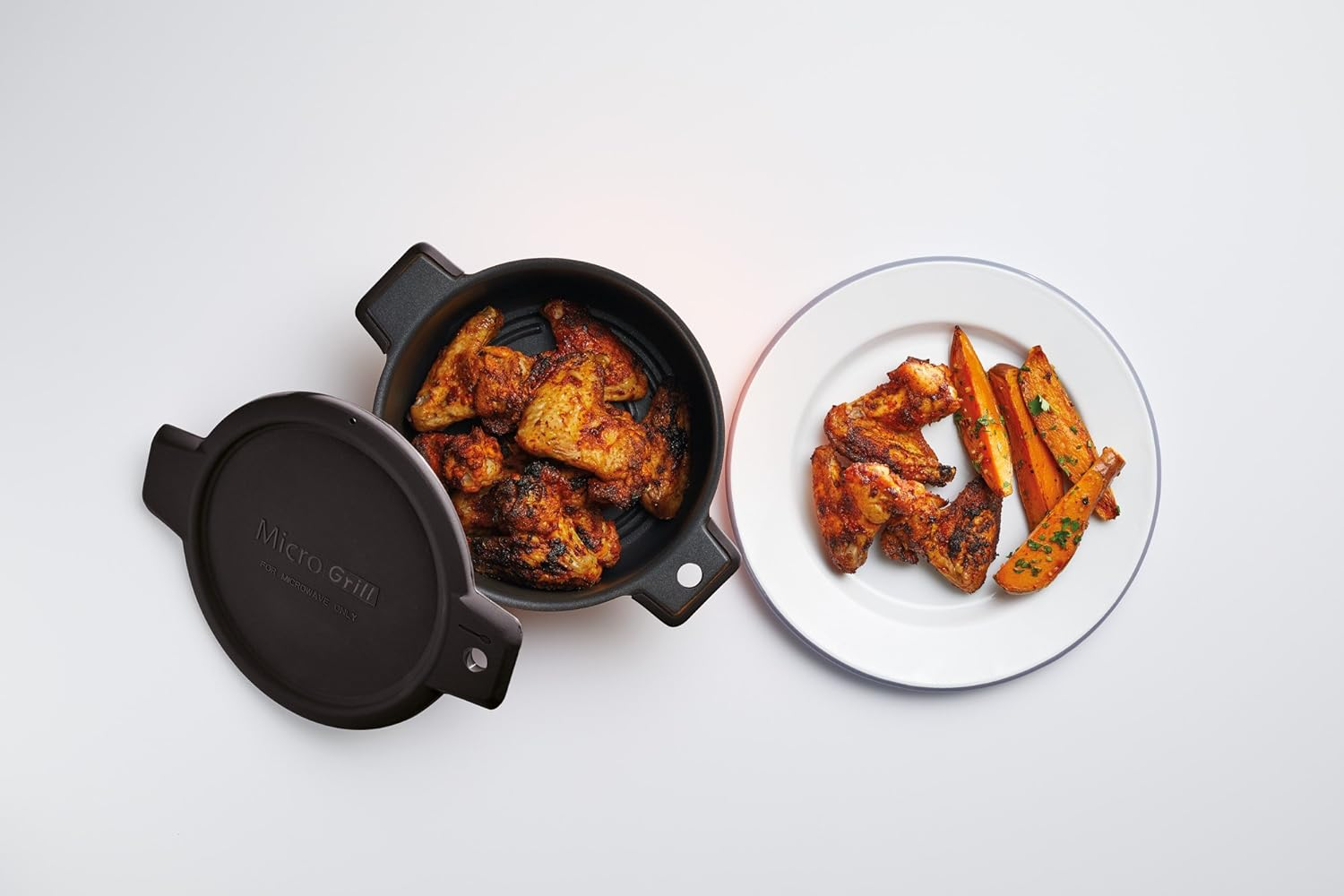 Microwave Kitchencraft Grill Pan and Browning Dish, Fast Cooking, Oven-Quality Food, Sturdy and Lightweight, 26 X 29 X 9 Cm, Black image number 4