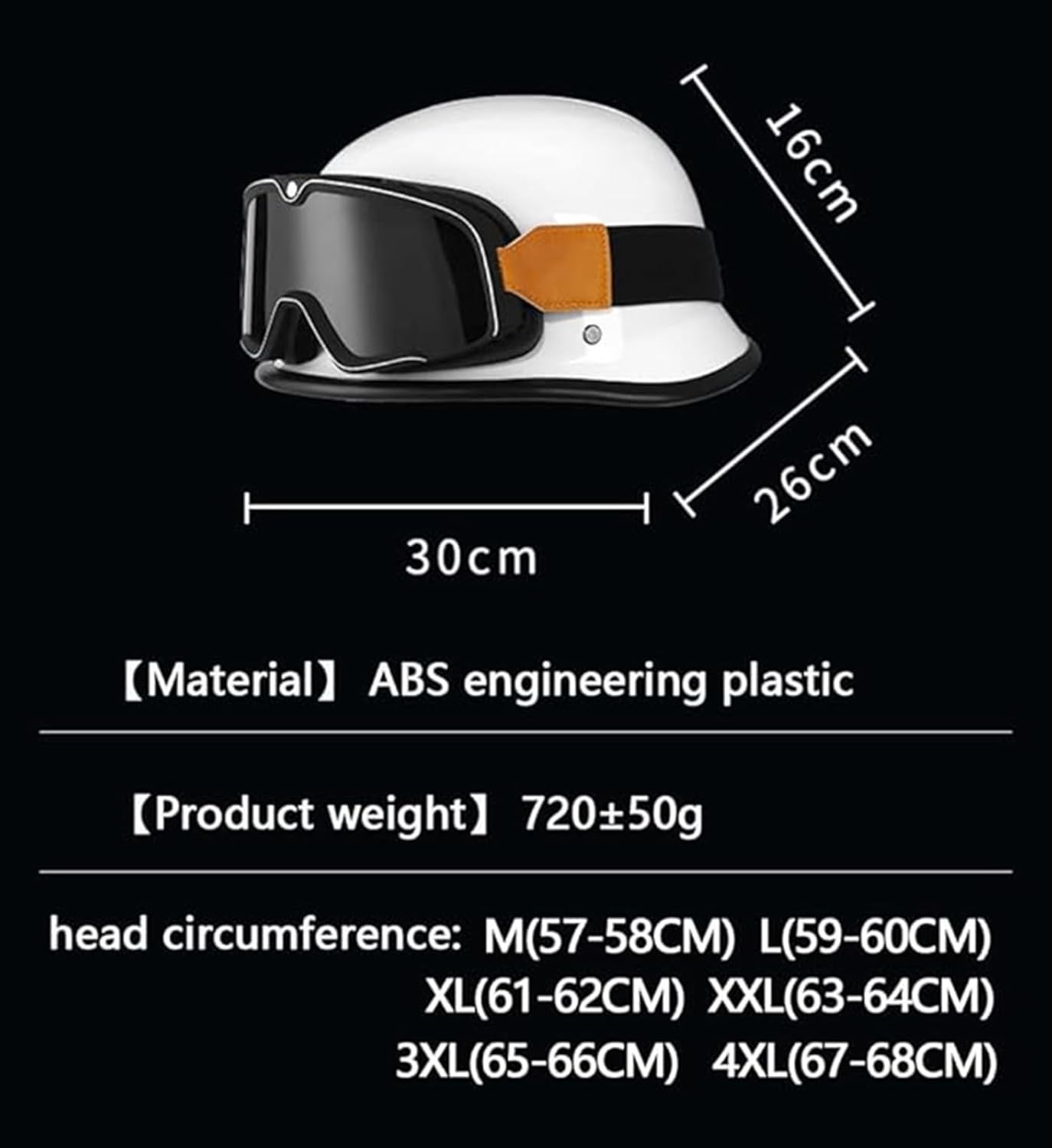 Half-Hel-Met Hel-Mets, Semi-Covered Motorcycle Hel-Met, Open Face Hel-Met, Retro Style Motorcycle Approved ECE 22.06 High-Strength ABS + Anti-Shock EPS image number 2