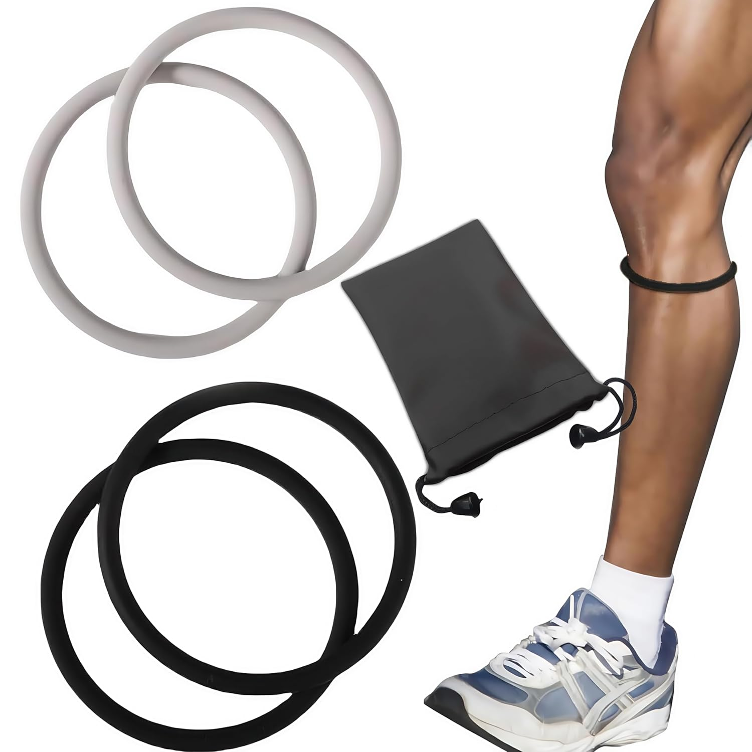 Patella Band,4 Pcs Silicone Patellar Tendon Support Straps,Knee Band Flexible Brace Fixed Stabilizer Rings,For Running Basketball Sports Men Women image number 1