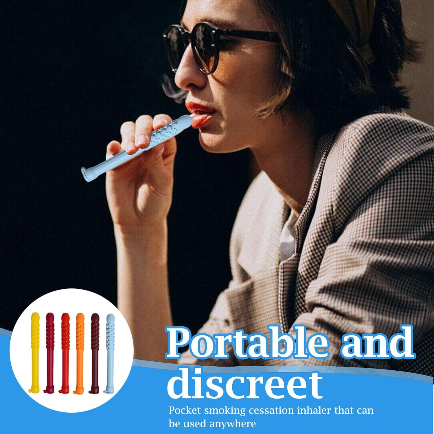 6PCS Chewable Essential Oil Breath Stick, Essential Oil Breather, Quit Smoking Chew Sticks, Can Taken Anywhere for Focus Clear, Natural Alternative to Reduce Urge (B) - B image number 1