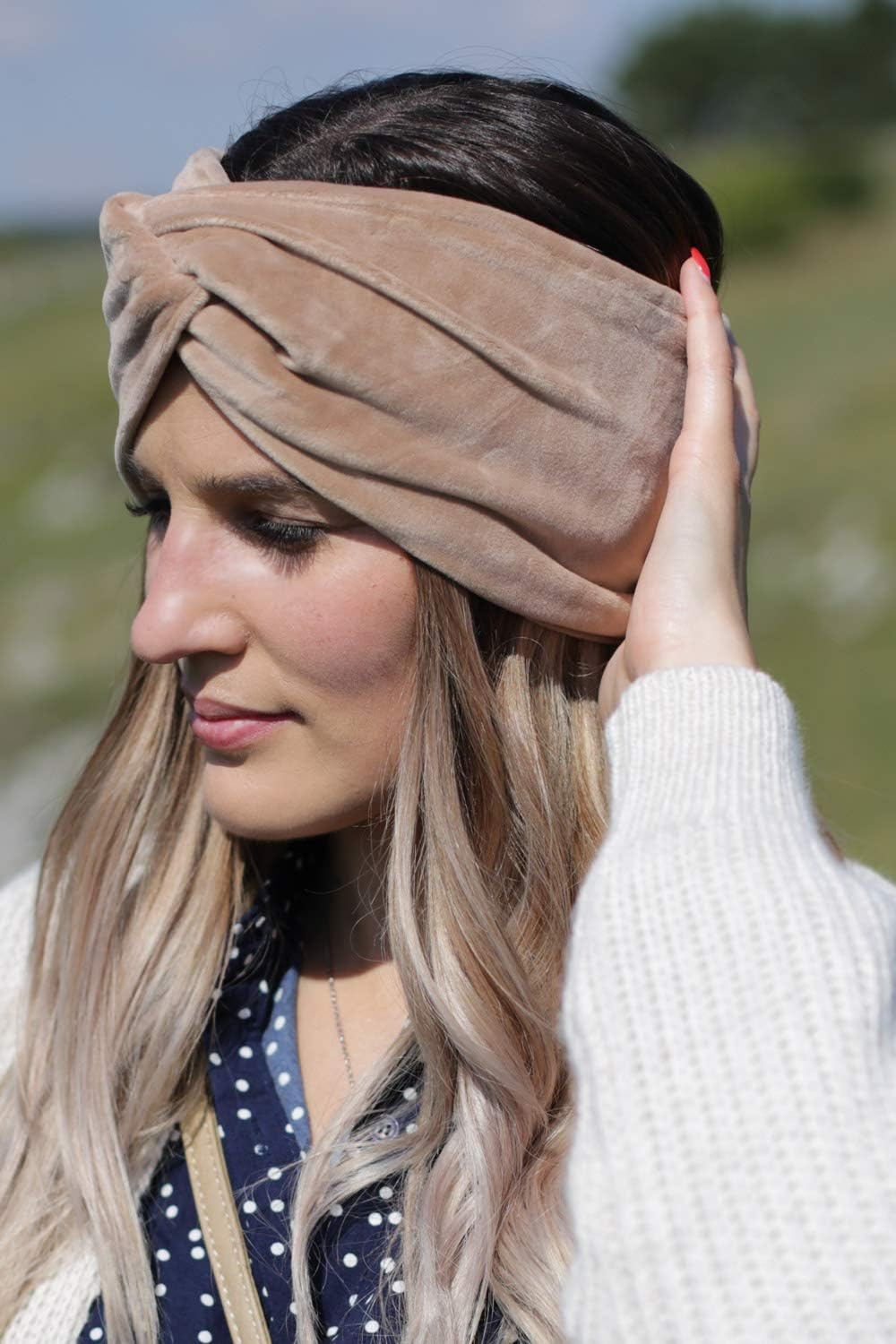 Stylebreaker 04026040 Women'S Velvet Look Headband with Twist Knots, Warm Hair Band, Headband, Hair Accessories, Colour: Pink image number 1