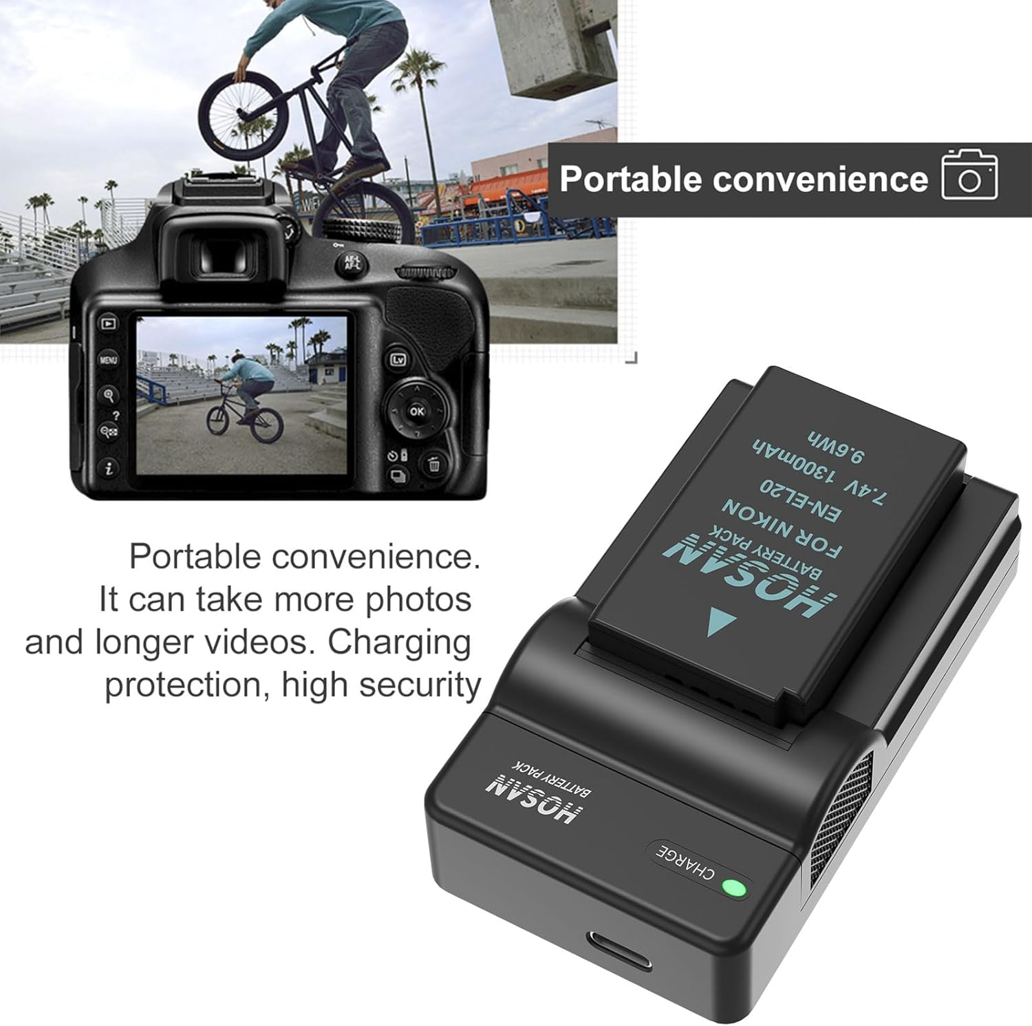 EN-EL20 En-El20A Battery (2 Pack) and USB Charger Kit for Nikon 1 J1, J2, J3, S1, V3, AW1, Coolpix a and P1000 image number 5