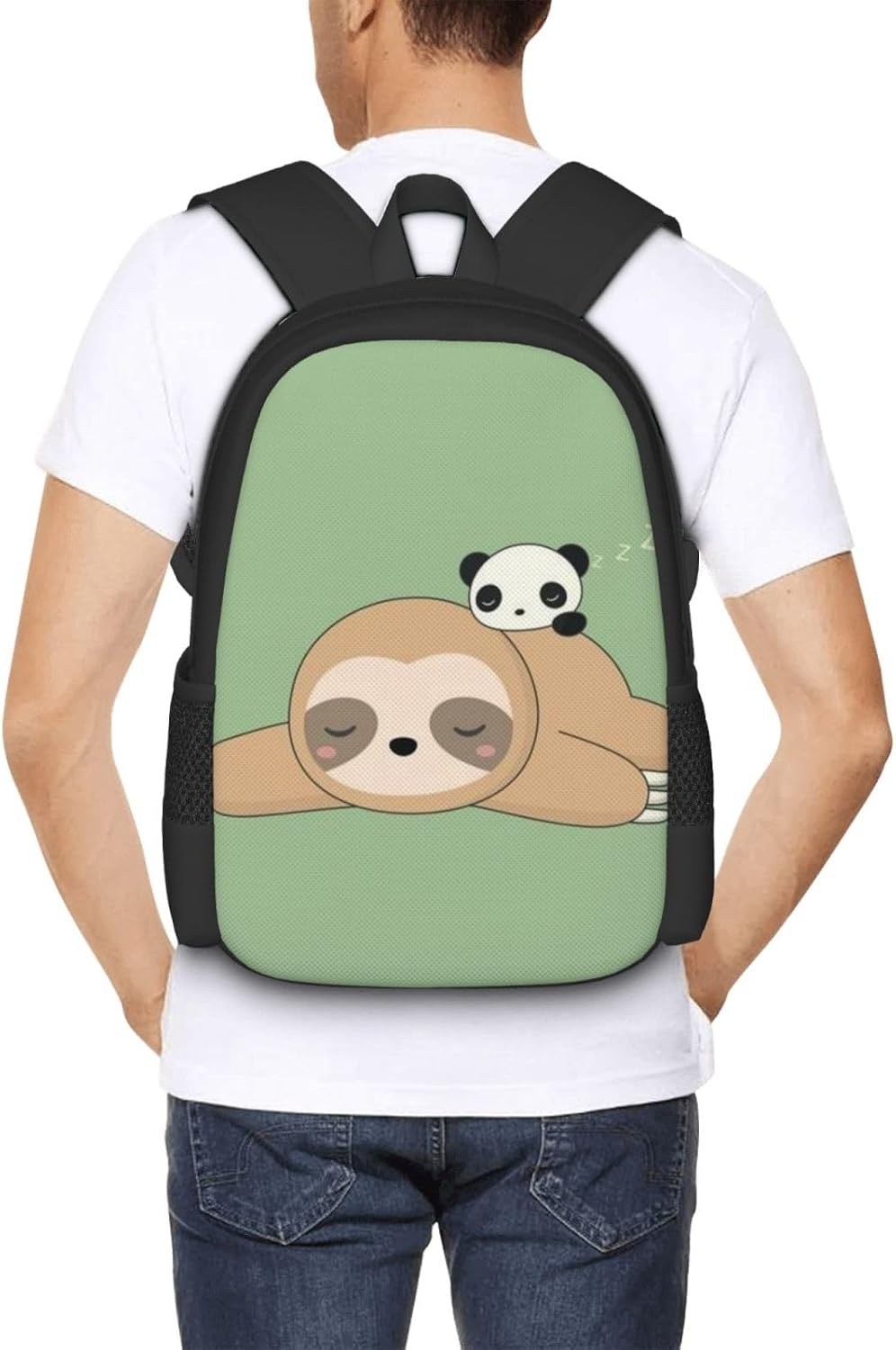 COMAAM Cute Panda and Sloth Simple and Large Capacity Backpack Laptop Bag Can Accommodate 15 Inch Laptops image number 6