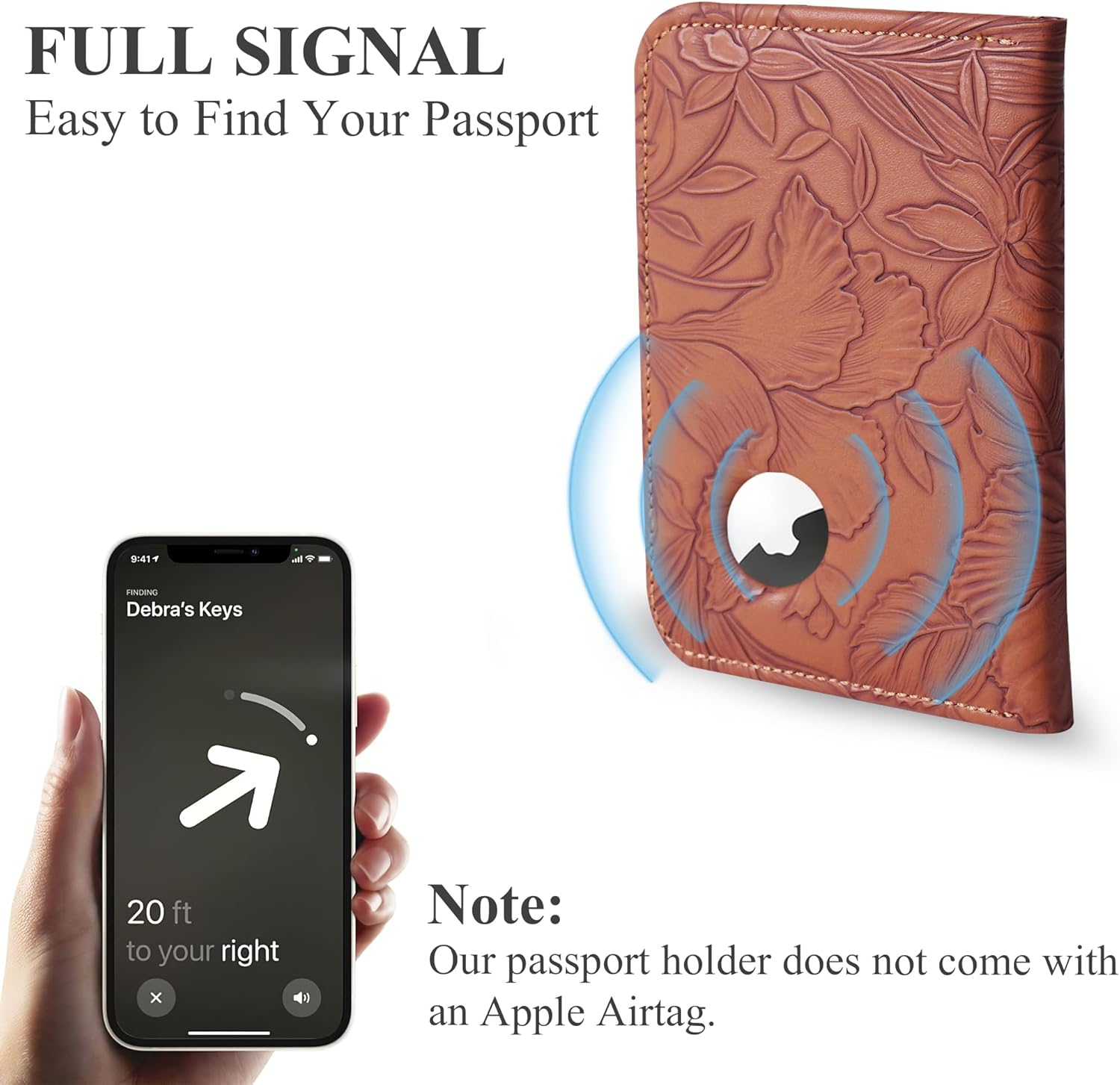 Lizimandu Passport Holder with Airtag Slot, Airtag Passport Wallet for Men Women, Slim Leather Passport Holder Case Family for Travel Anti-Lost, 1-Carved Light Brown, 1 Pcs - 1-Carved Black image number 4