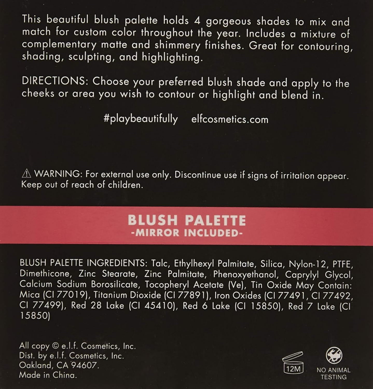 E.L.F. Powder Blush Palette, 4 Tonal Shades, Light, 0.56 Oz. image number 1