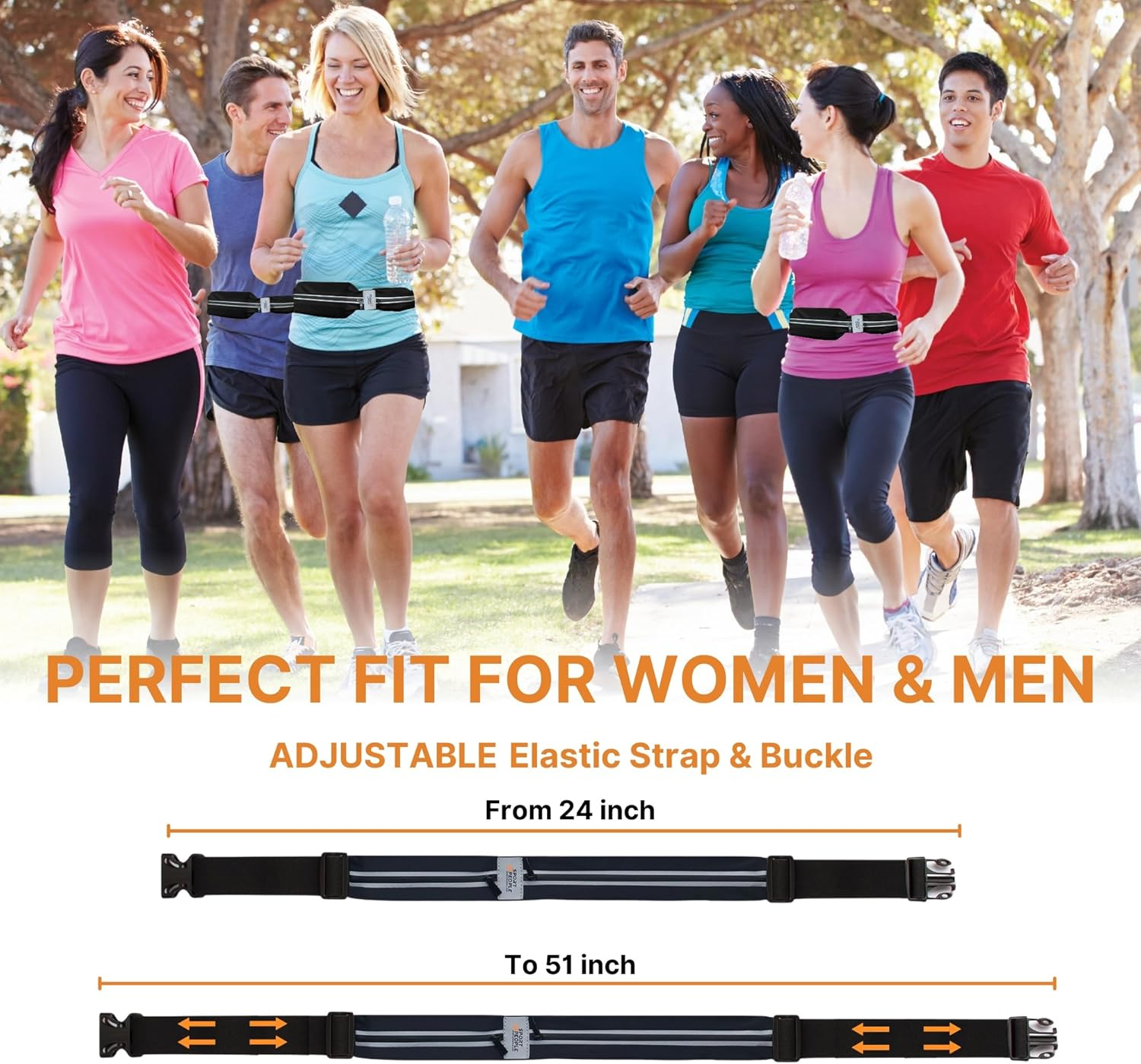 Water-Resistant Running Belt for Men and Women, Running Fanny Pack for Hands-Free Workout, Phone Holder for Running, Freerunning Reflective Waist Pack, Money Belt - Army Green image number 5