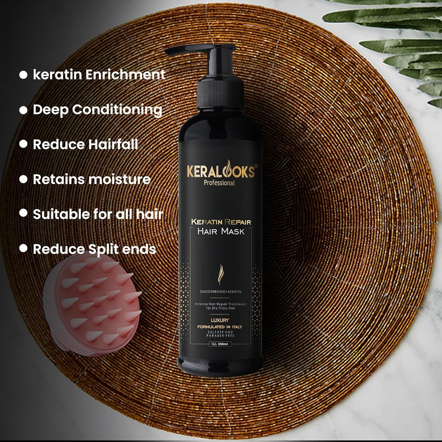 Keralooks Professional &reg; Keratin Shampoo+Mask Combo Pack (250Ml) and Argan Hair Serum 50Ml |Promote Silky,Smooth,And Frizz-Free Hair (Sulphate-Free) image number 6