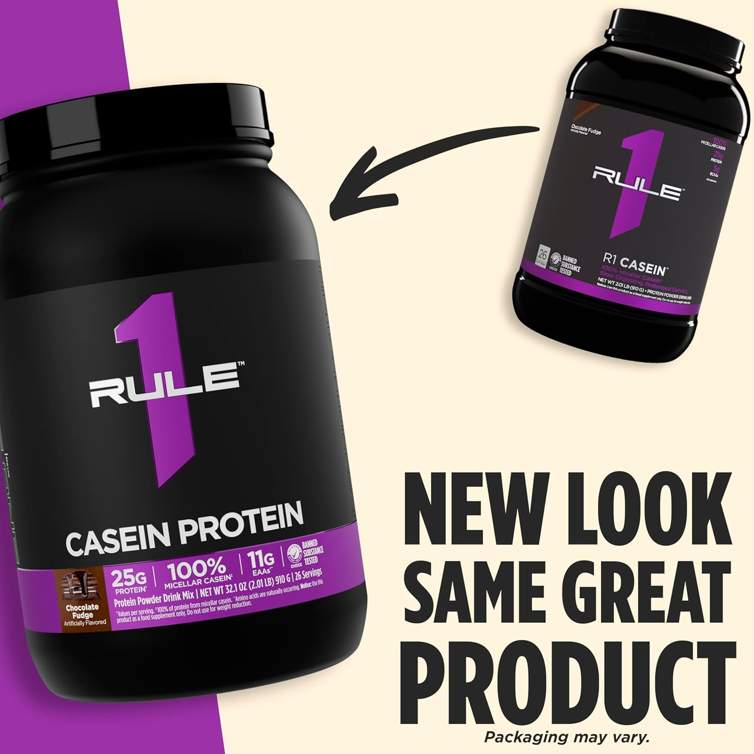 Rule 1 R1 Casein Powder 1.80 Kg, Vanilla Creme (55 Servings) image number 3