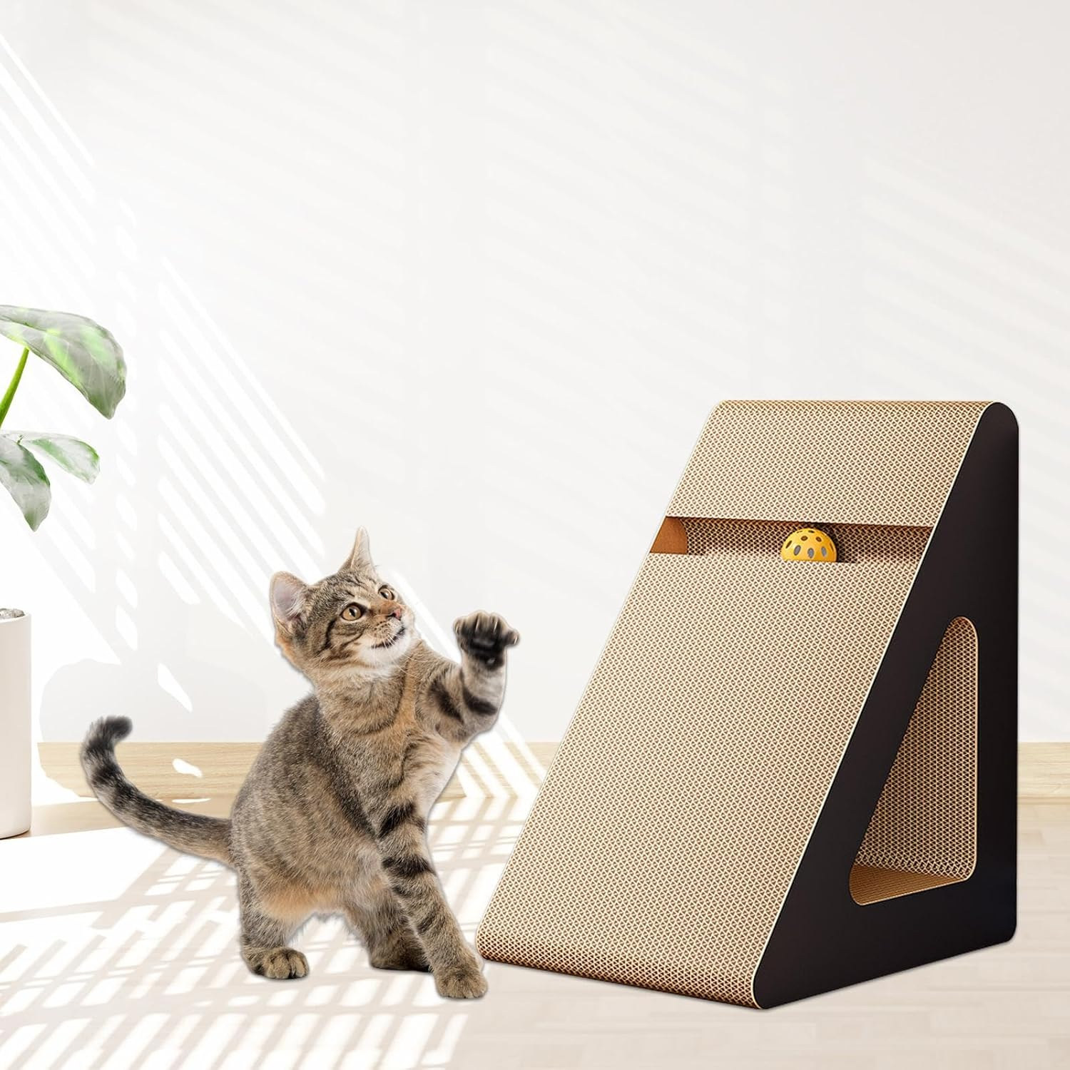 Yuksok Cat Scratcher Board Sofa Protection Training Corrugated Paper Triangle Pet Toy Grind Claws Scratching Pad Claw Scratching Toy, M image number 3