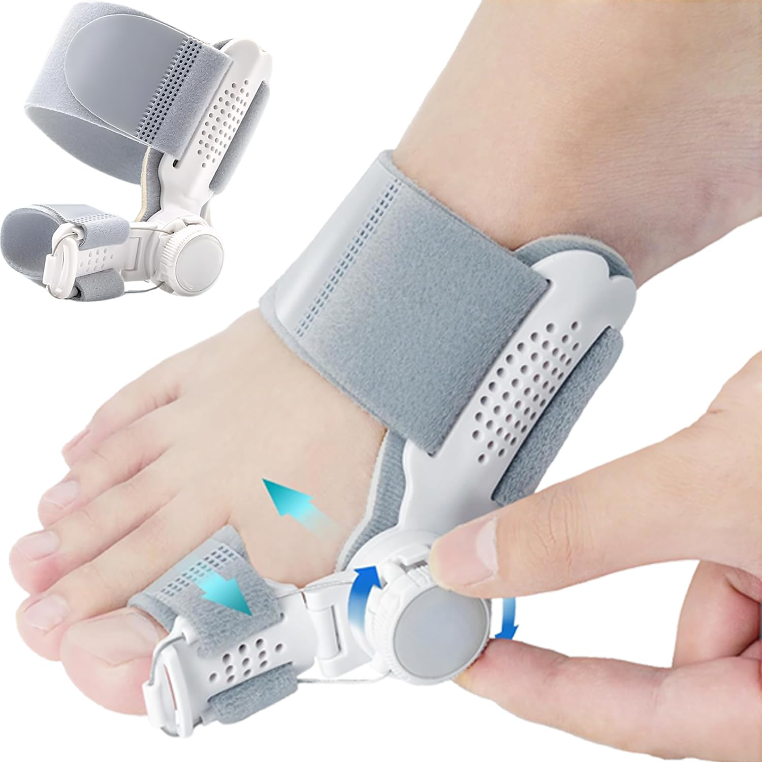 Bunion Corrector with Adjustable Toe Separators, Foot Brace for Women and Men (Gray) image number 3