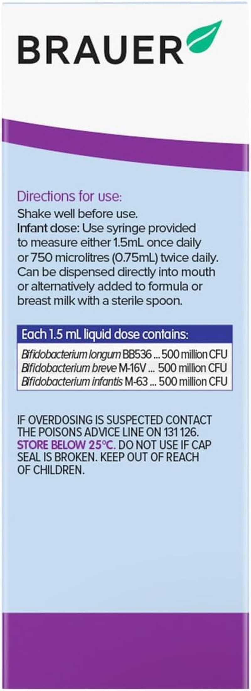 Brauer Baby & Child Immune Defence Probiotic Liquid 45 Ml &ndash; Three Bifidobacterium Strains for Infant Immune & Gut Health image number 3
