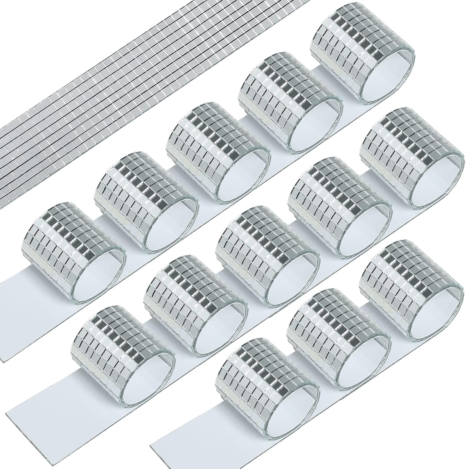 6608 Pieces Self Adhesive Mosaic Tiles Square Glass, Decorative Craft DIY Accessory Mosaic Mirrors Tiles, Mirrors Mosaic Stickers (Silver 6608) image number 4