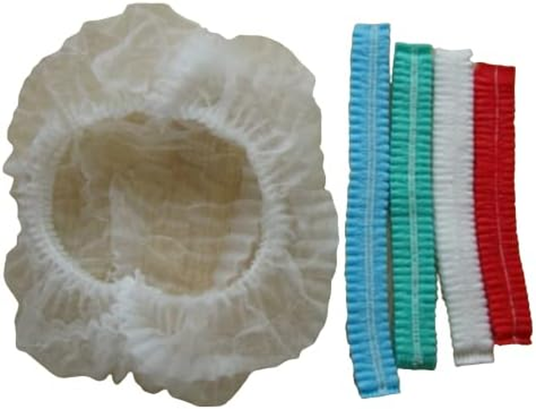 Hair Net Crimped Disposable White, 21 Inches, | Double Elastic Oft and Lightweight. Breathable, Air Permeable | Non-Woven Polypropylene and Latex Free Elastic in 4 Colors (Red)