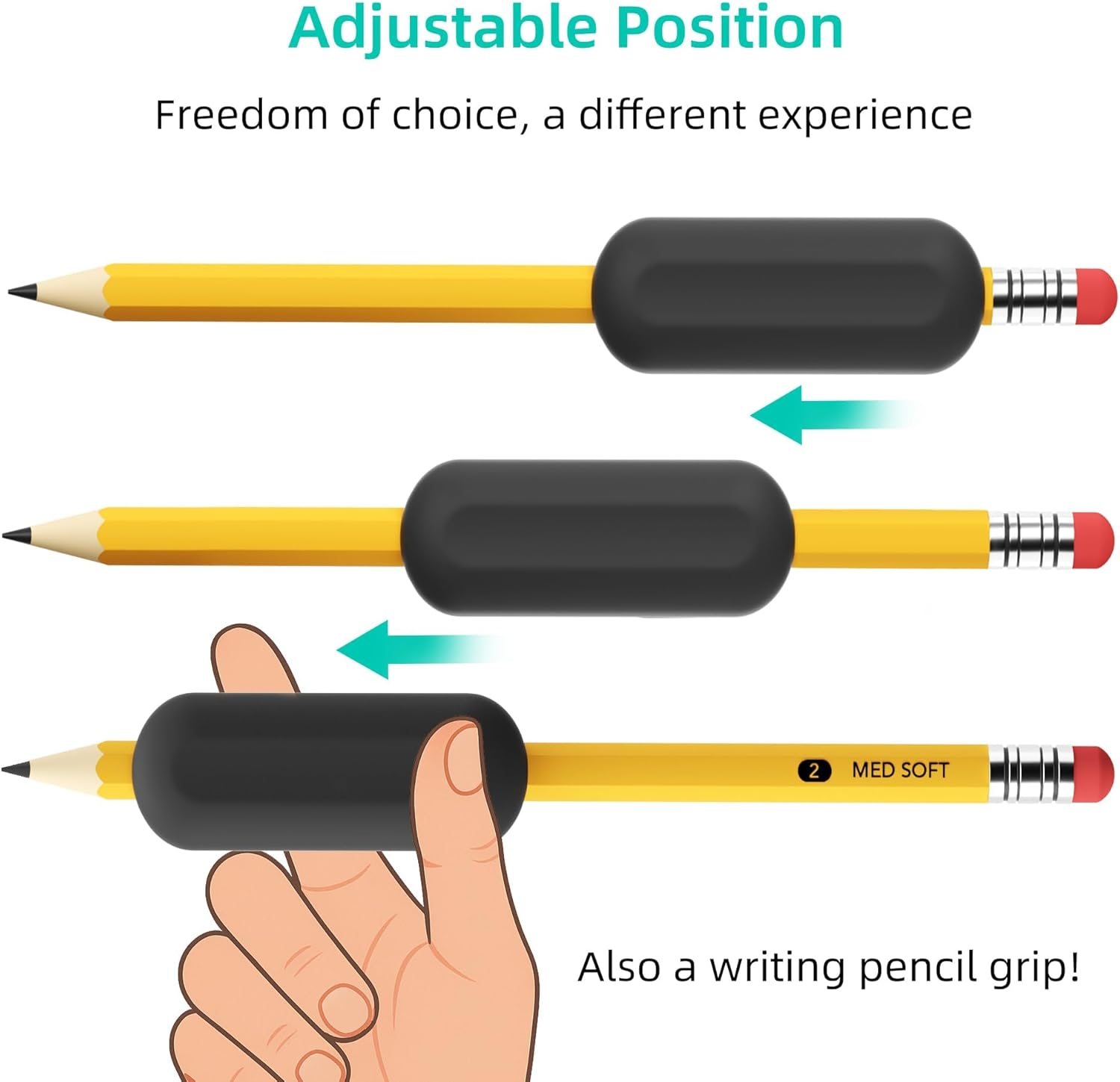 5 Pack Weighted Pencil Grips, Training Grips for Pencil, Silicone Handwriting Aid for Kids, Elderly & Special Needs &ndash; Improves Penmanship for Autism,Adhd,Tremors,Dyspraxia & Fine Motor Skills image number 6