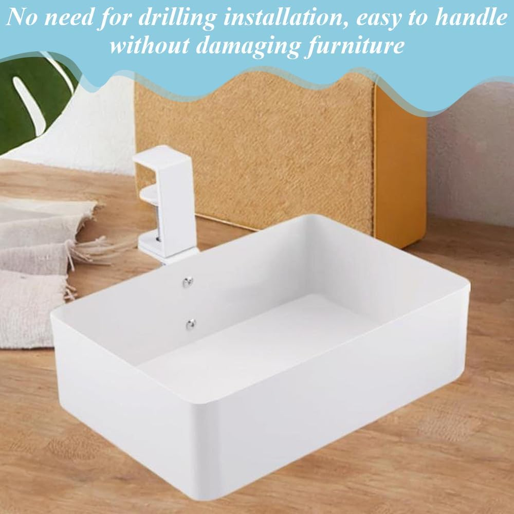 Under Desk Drawer,Metal Drawer Organizer,Under Desk Drawer Organizer,Pencil Drawer Trayfor Office Supplies and Home Essentials,For Home,Office,No Drill,360 Swive (White) image number 3