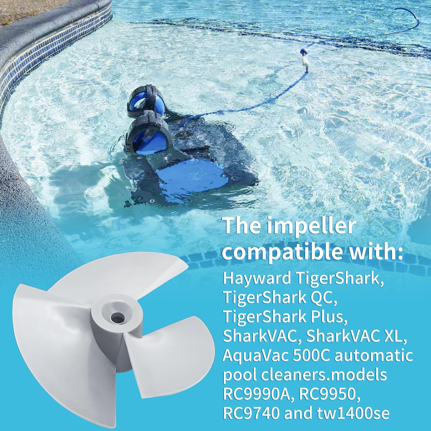 Deawater RCX11000 Pool Cleaner Impeller with Screw for Hayward Tigershark QC Shark Sharkvac XL Robotic Pool Cleaners