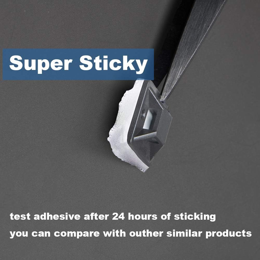 Zip Tie Mounts - Small Cable Tie Adhesive Mount, 3/4In Black 100PCS. Wires Zip Tie Adhesive-Backed Anchors for Pedal Board Cable Management Indoor image number 4