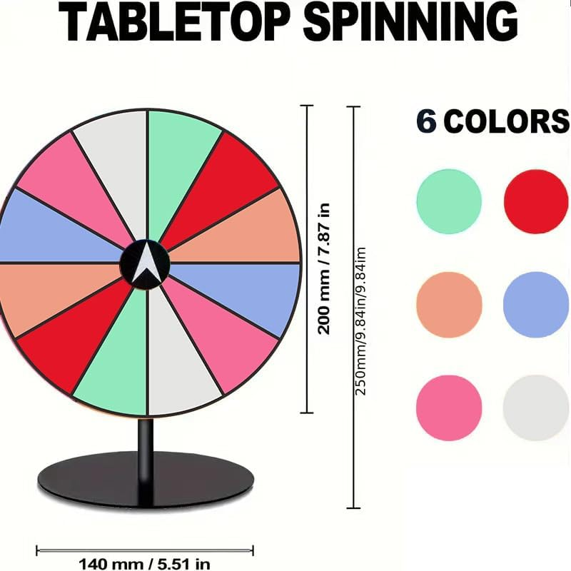 Prize Wheel 8 INCH Tabletop Roulette Wheel of Fortune Spin for Engaging Home Parties, Trade Show, Carnival Events,Party Birthday Wedding Housewarming 1 Set image number 5
