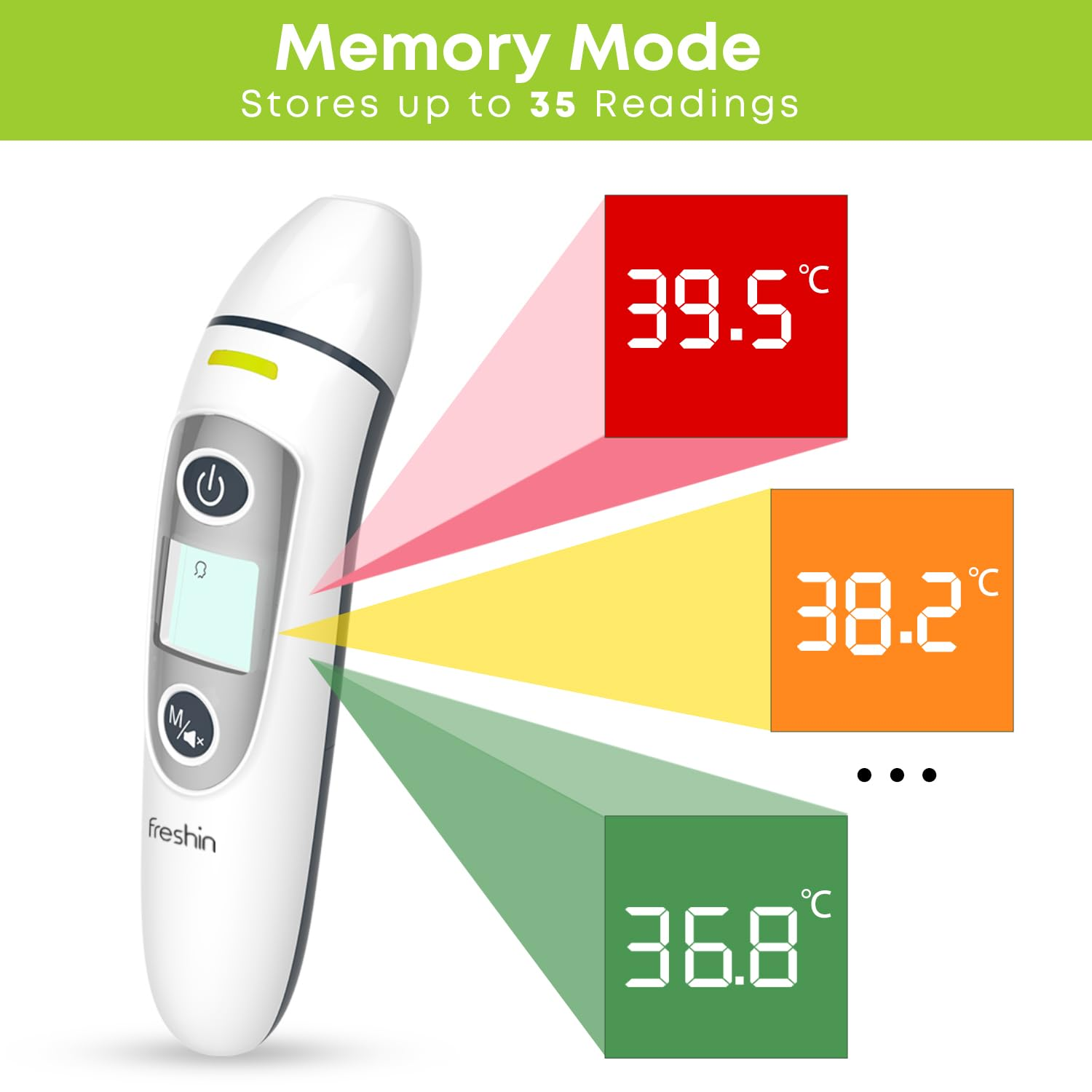 Medical Digital Thermometer 3-In-1 &ndash; Forehead, Ear & Object Thermometer | 35 Memory Function | Fast & Accurate IR Sensors | Fever Alarm | for Babies, Adults & Objects, Beverages | Batteries Included image number 4