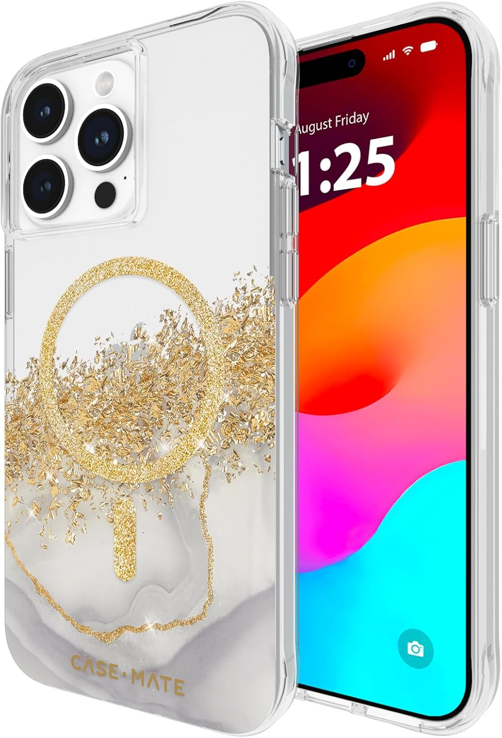 Case-Mate Karat Marble Magsafe Cover for Iphone 15 Pro Max, White/Gold