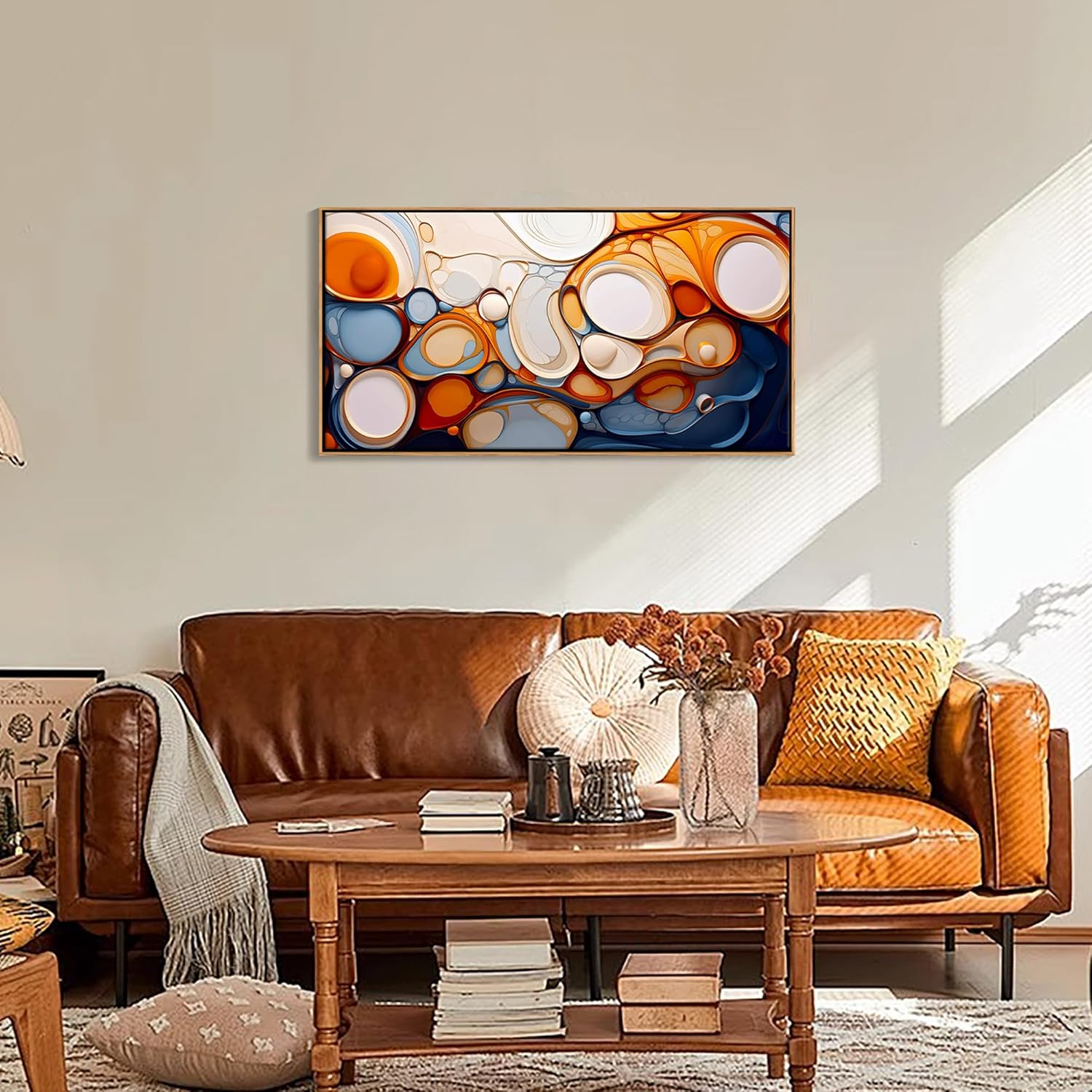 AJAZIKO Abstract Wall Art - Colorful Canvas Wall Art, Framed for Living Room Decor - Modern Large Wall Art - above Bed Wall Decor for Dedroom -Oil Painting Wall Art, 20&times;40IN image number 4