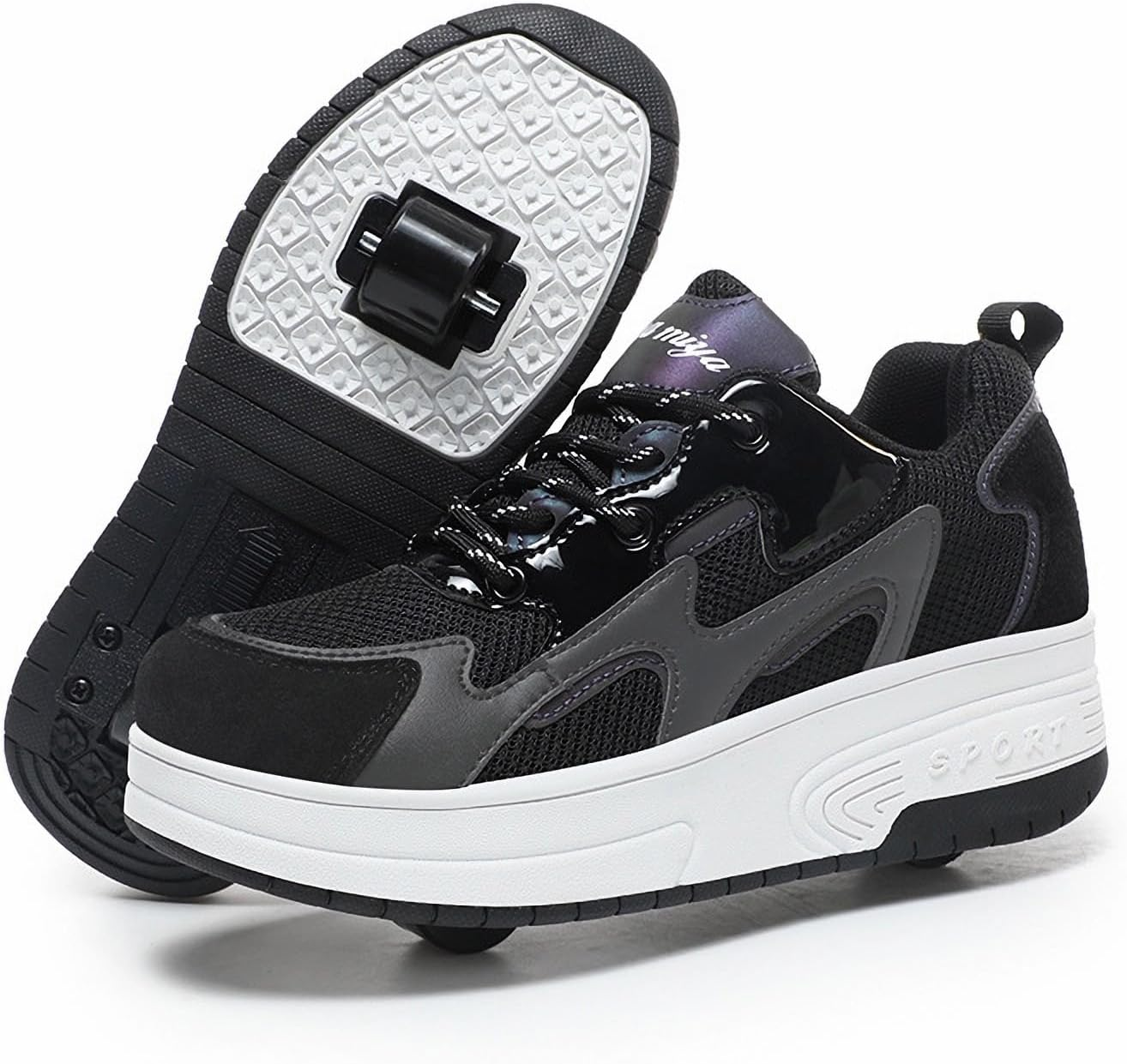 GIMKOUNN Roller Shoes Boys Girls Roller Skate Shoes Sneakers with Wheels for Kids Women Wheeled Footwear Retractable Breatheable Shoes Beginner Exercise Skates Birthday Gifts Christmas image number 2